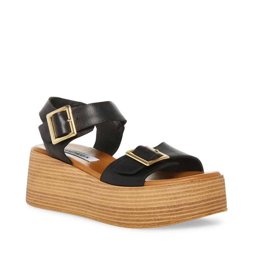 Sandalias de Plataforma Steve Madden Marka Cuero Mujer Negras | ES VAS618